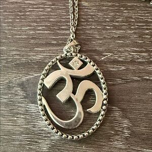 Silver Colored Om Pendant Necklace